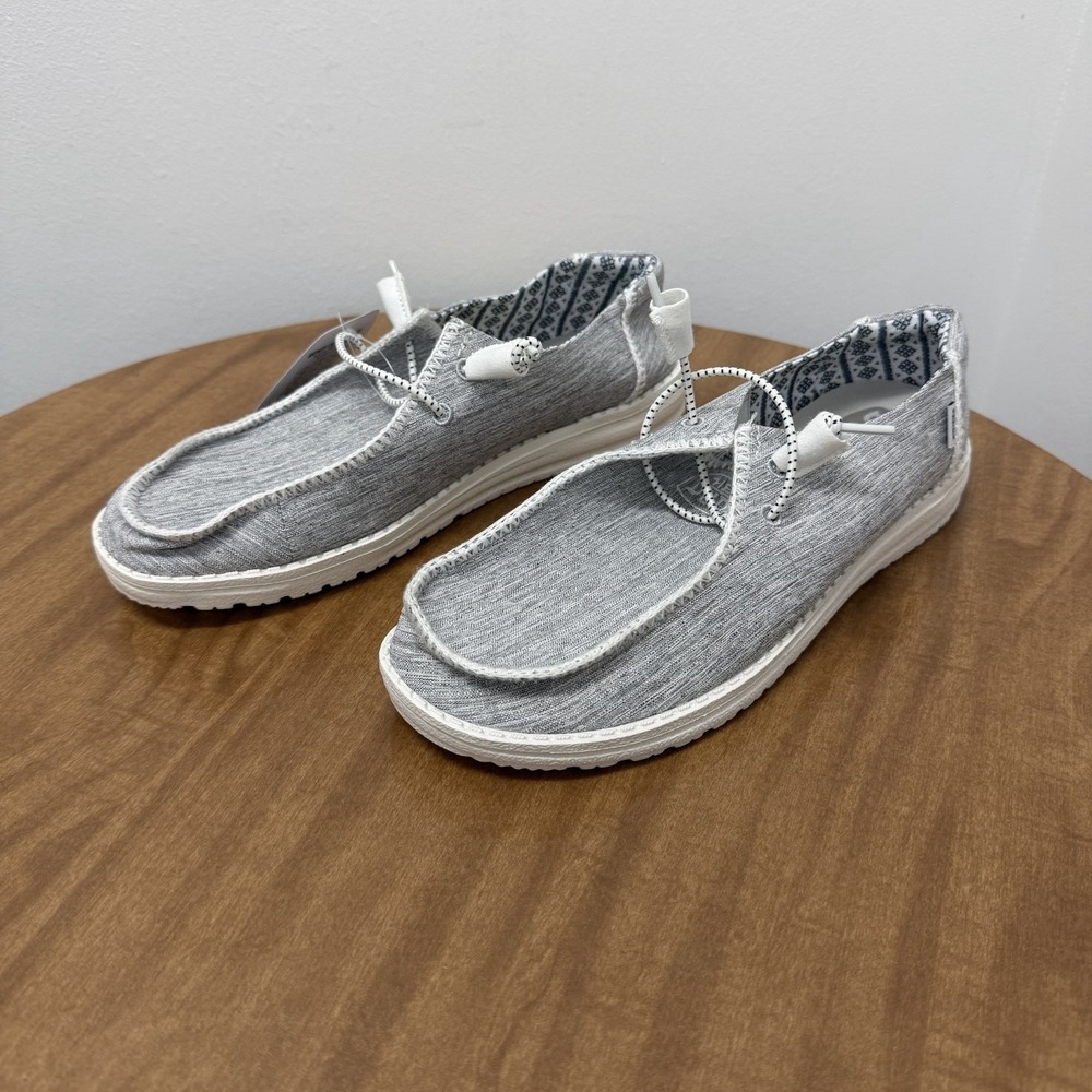 HEY DUDE Wendy Boho Stitch Slip On Shoe White Melange Woman Size 9 40057-1JD